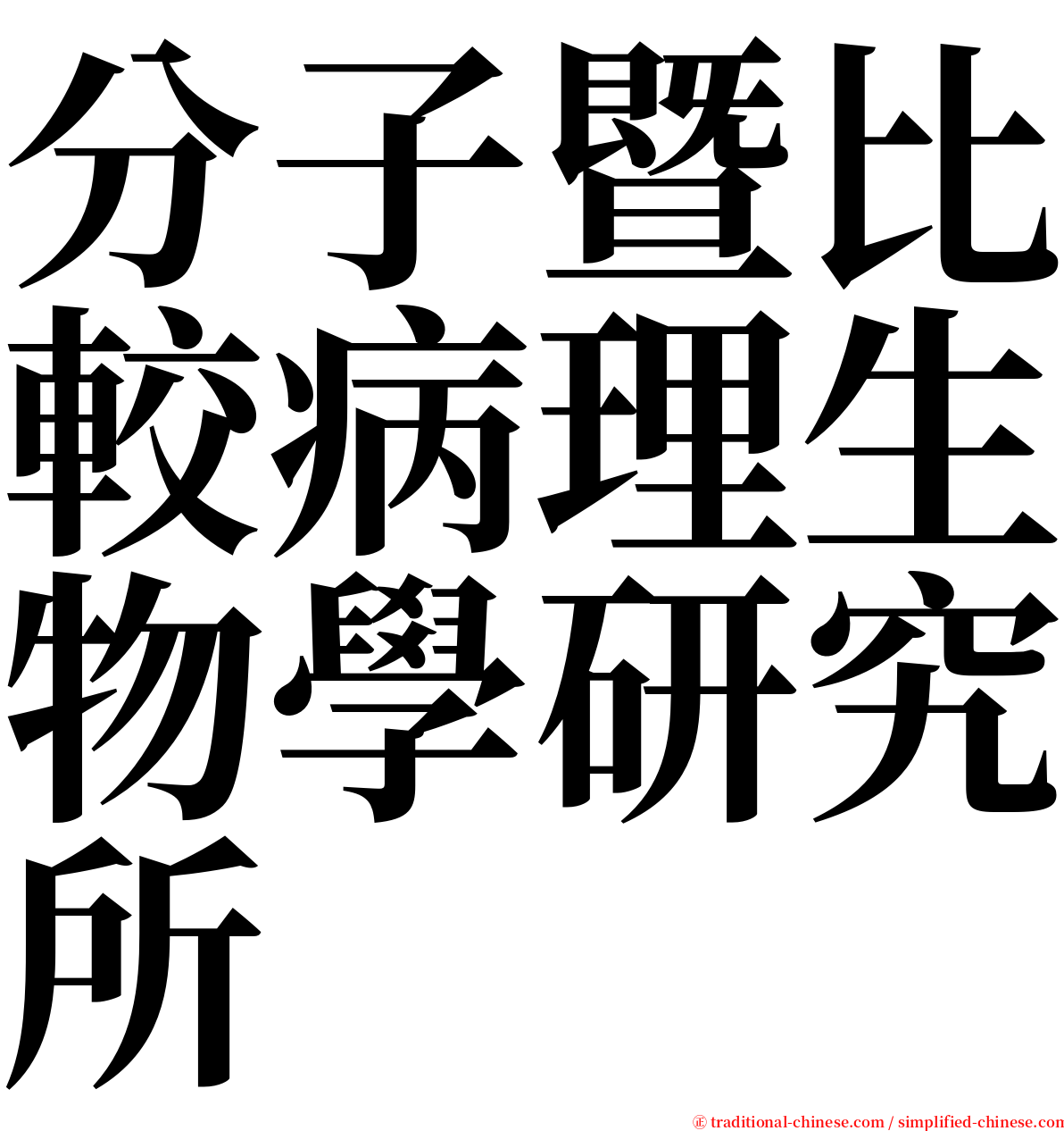 分子暨比較病理生物學研究所 serif font