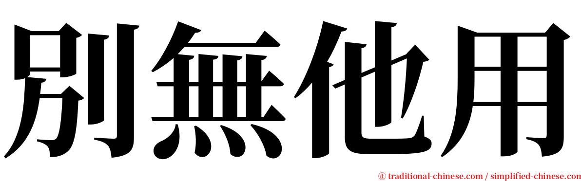 別無他用 serif font