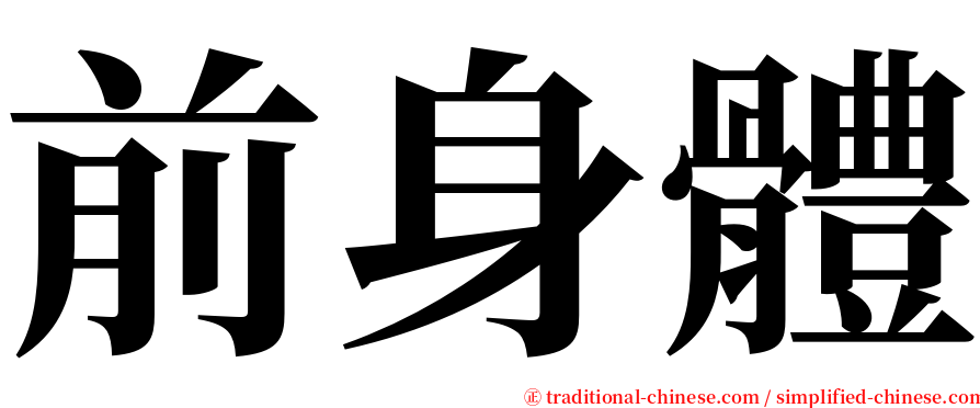 前身體 serif font