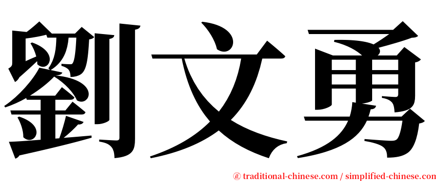 劉文勇 serif font