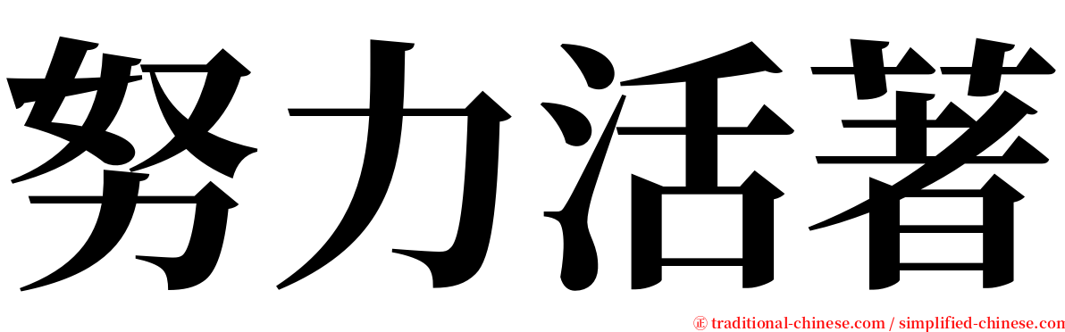 努力活著 serif font