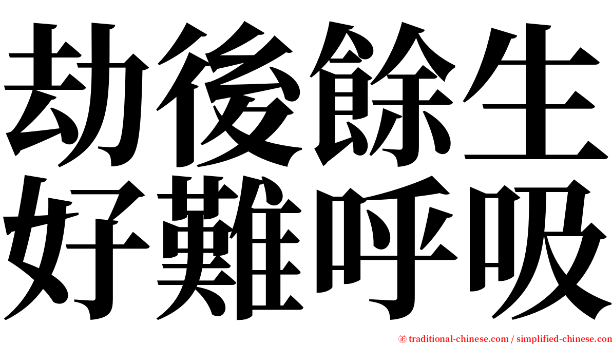 劫後餘生好難呼吸 serif font