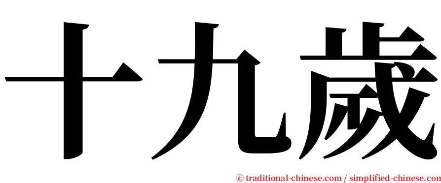 十九歲 serif font