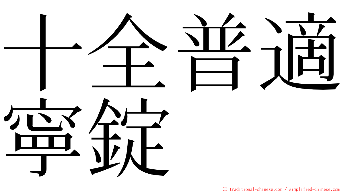 十全普適寧錠 ming font