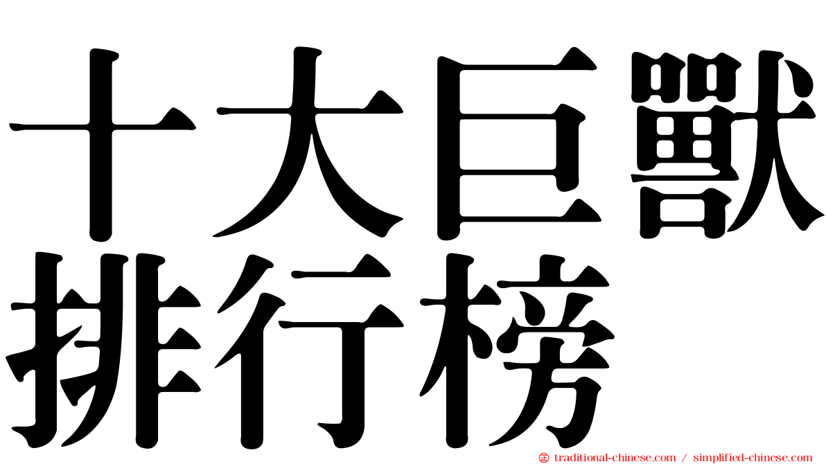 十大巨獸排行榜