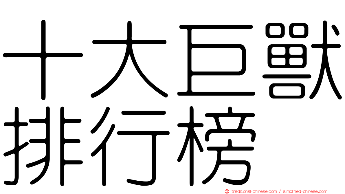 十大巨獸排行榜