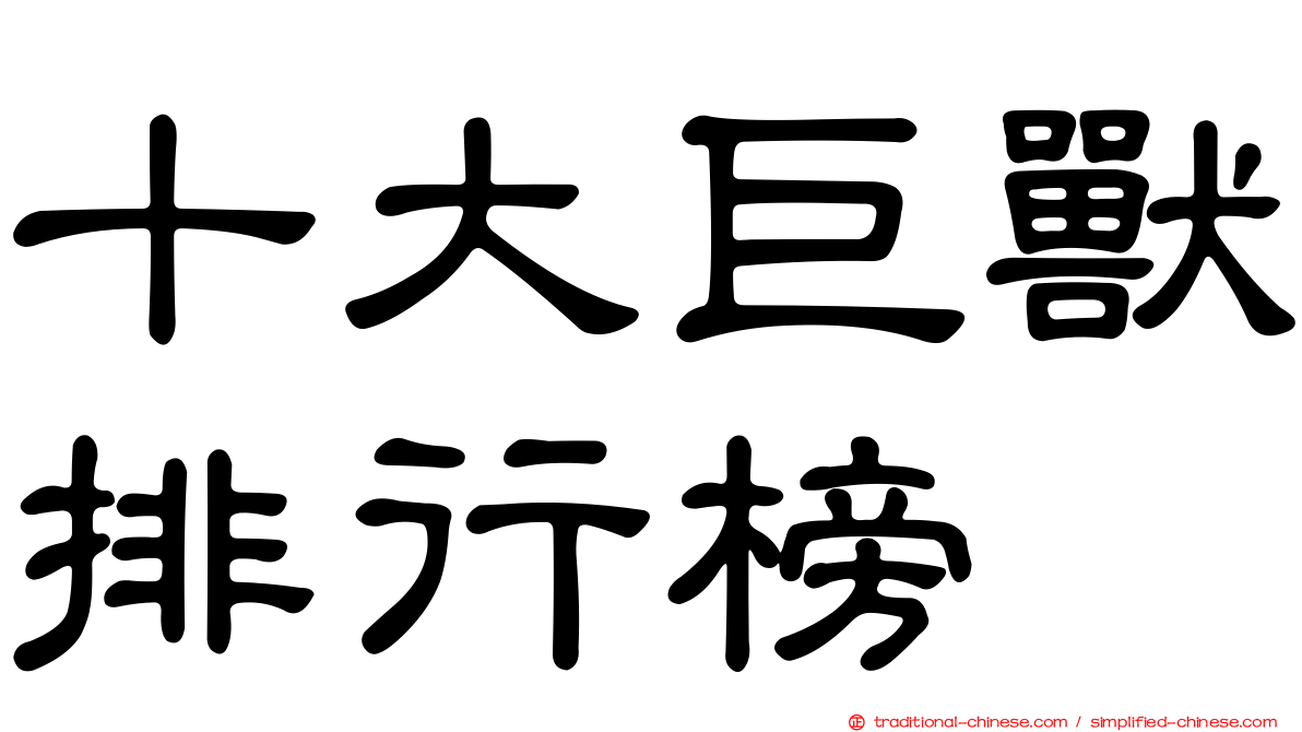 十大巨獸排行榜