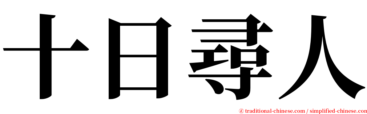 十日尋人 serif font