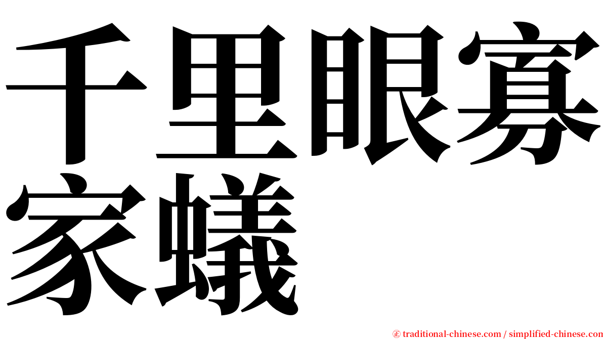 千里眼寡家蟻 serif font