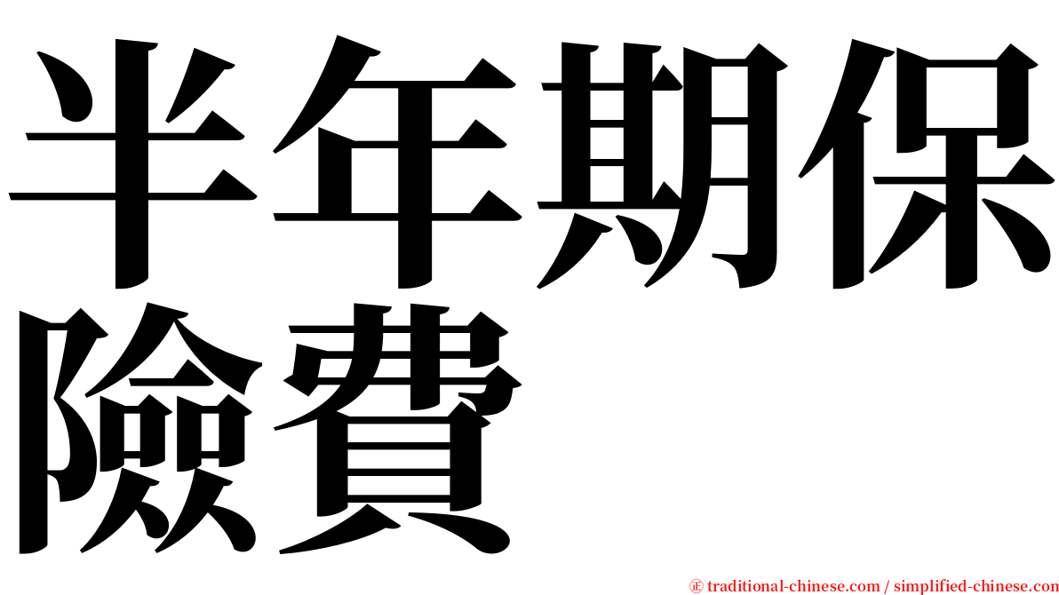 半年期保險費 serif font