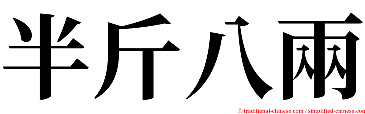 半斤八兩 serif font