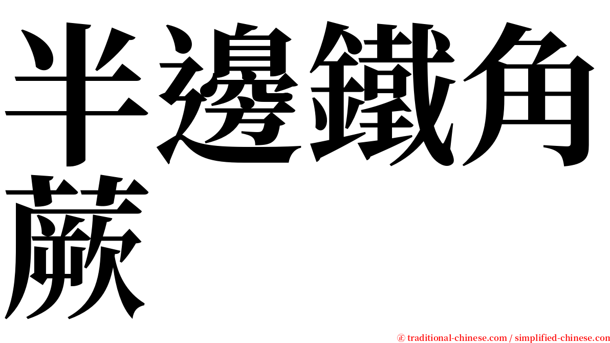 半邊鐵角蕨 serif font