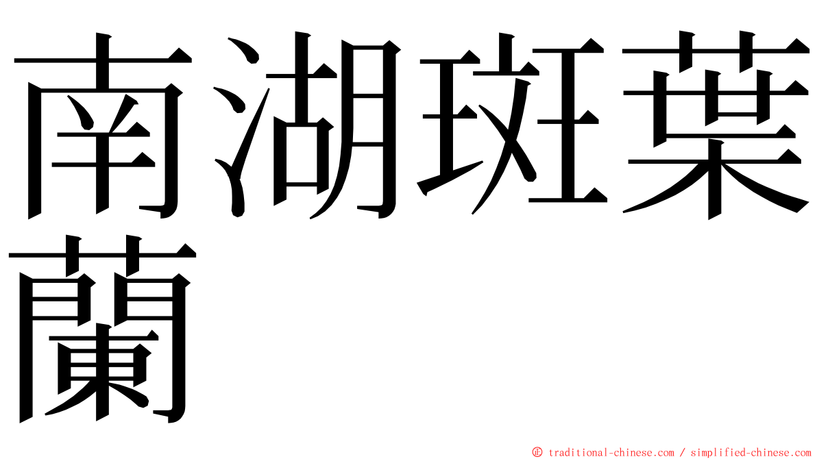 南湖斑葉蘭 ming font