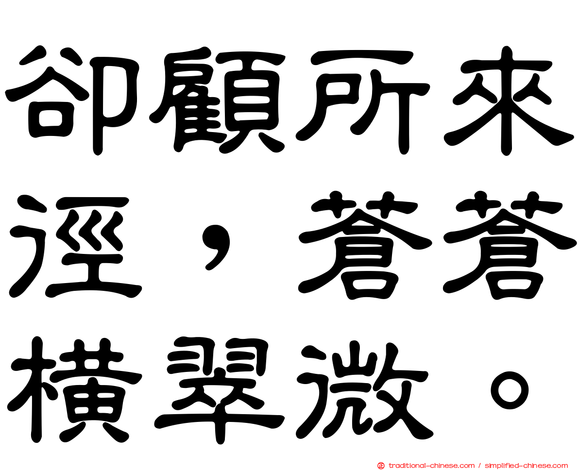 卻顧所來徑，蒼蒼橫翠微。