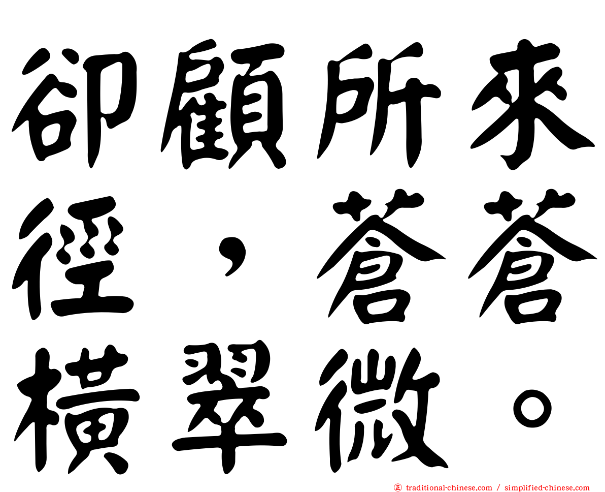 卻顧所來徑，蒼蒼橫翠微。