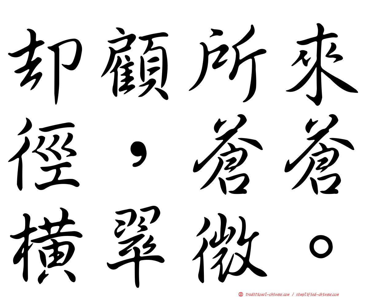 卻顧所來徑，蒼蒼橫翠微。