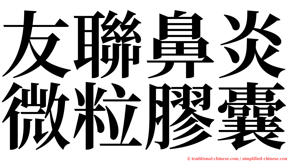 友聯鼻炎微粒膠囊 serif font