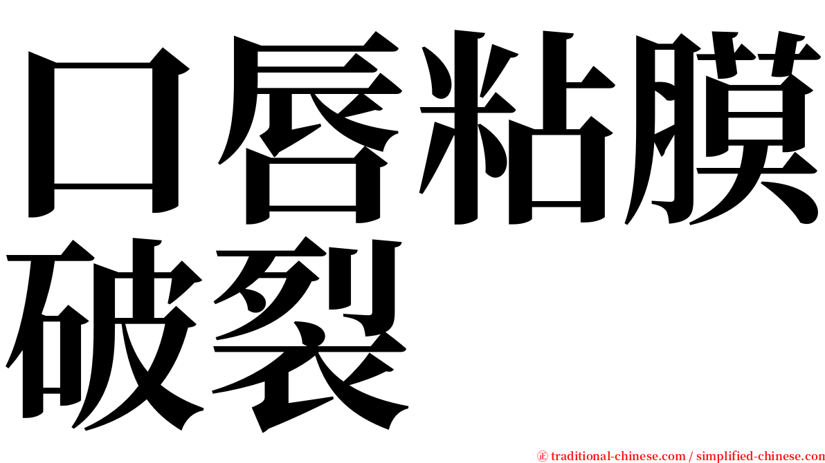 口唇粘膜破裂 serif font