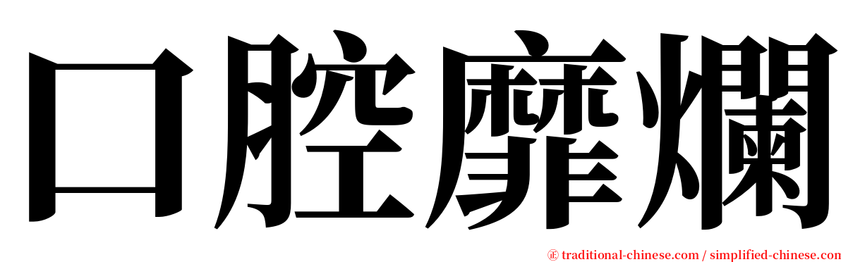 口腔靡爛 serif font