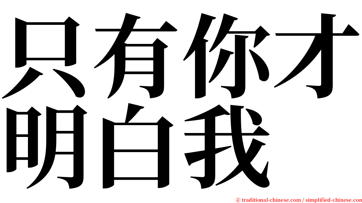 只有你才明白我 serif font