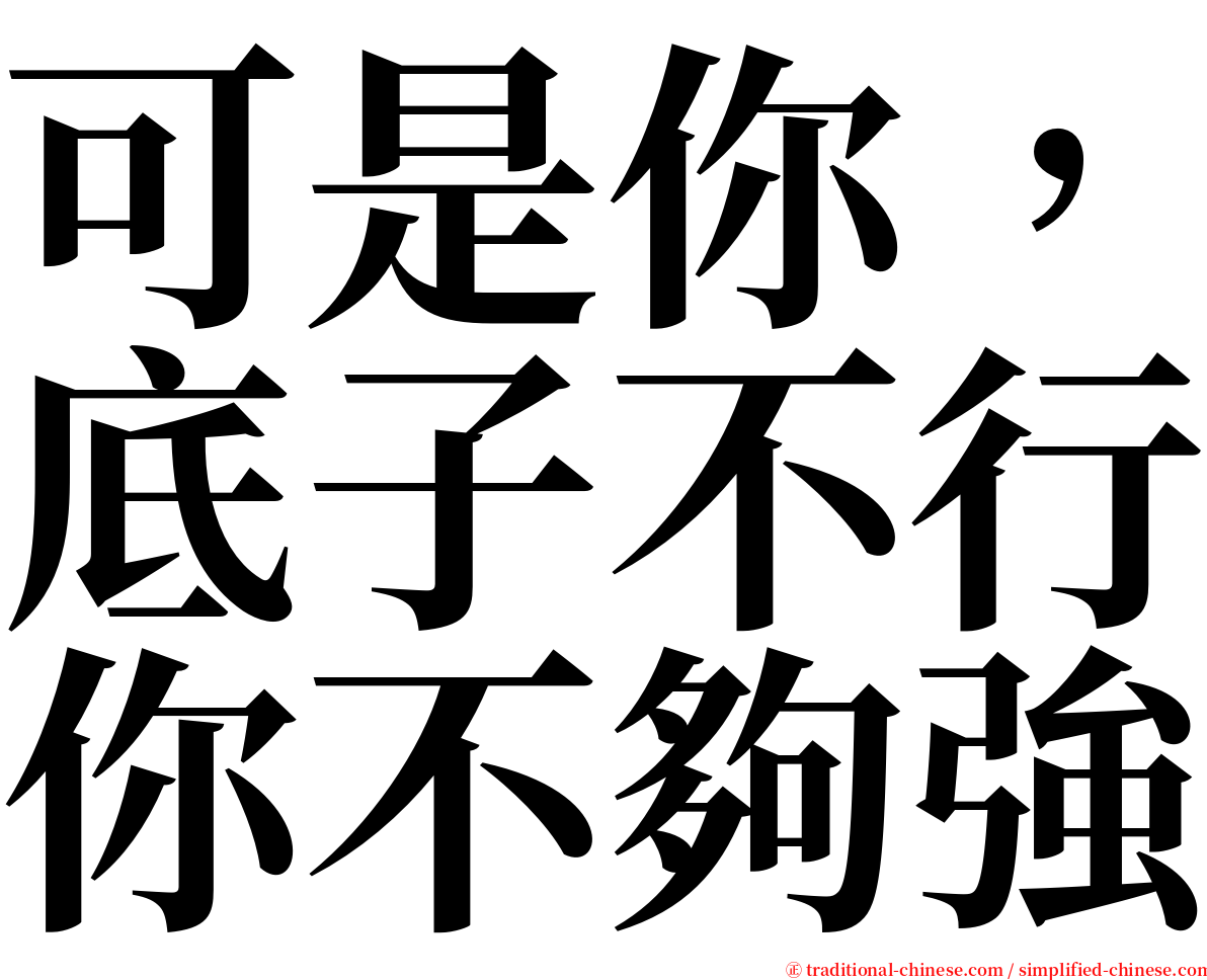 可是你，底子不行你不夠強 serif font