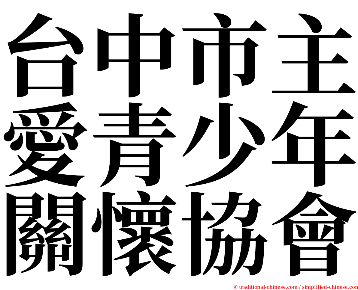 台中市主愛青少年關懷協會 serif font