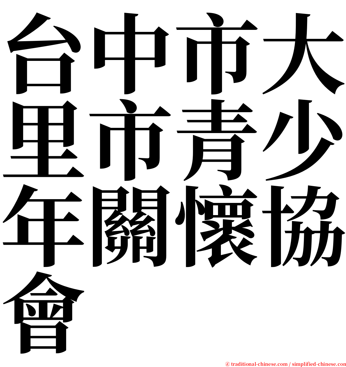 台中市大里市青少年關懷協會 serif font