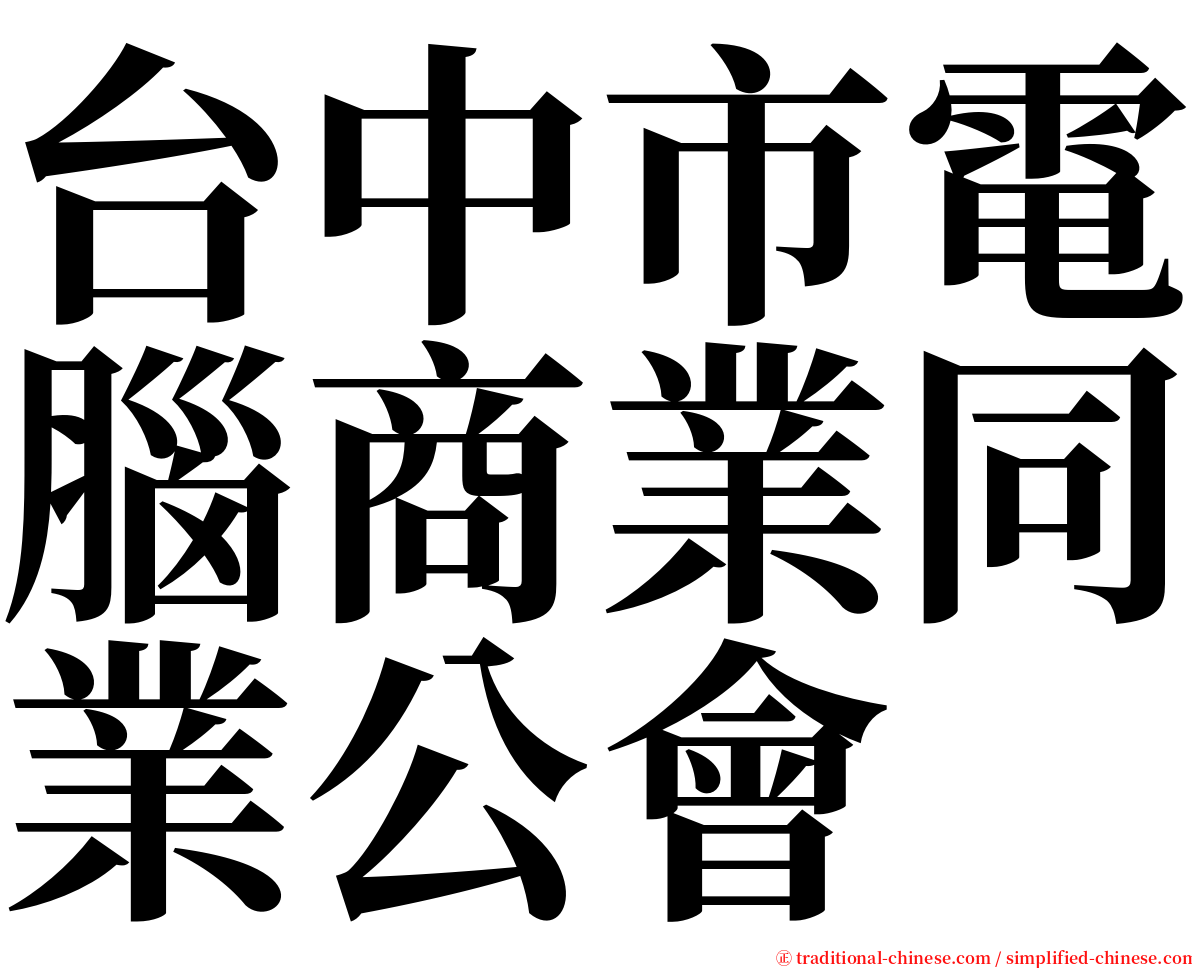 台中市電腦商業同業公會 serif font