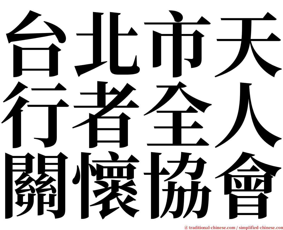 台北市天行者全人關懷協會 serif font