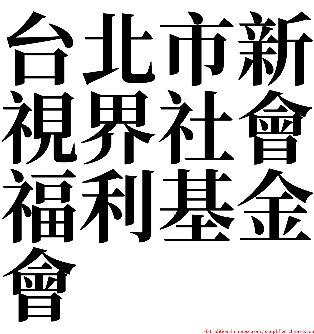 台北市新視界社會福利基金會 serif font