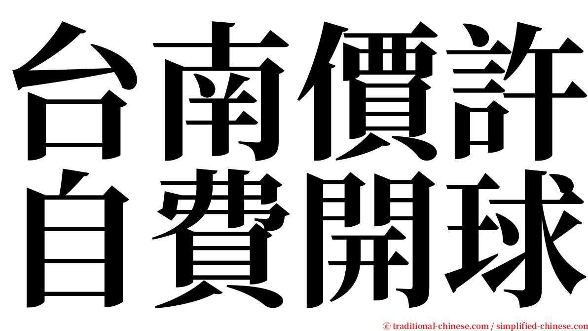 台南價許自費開球 serif font