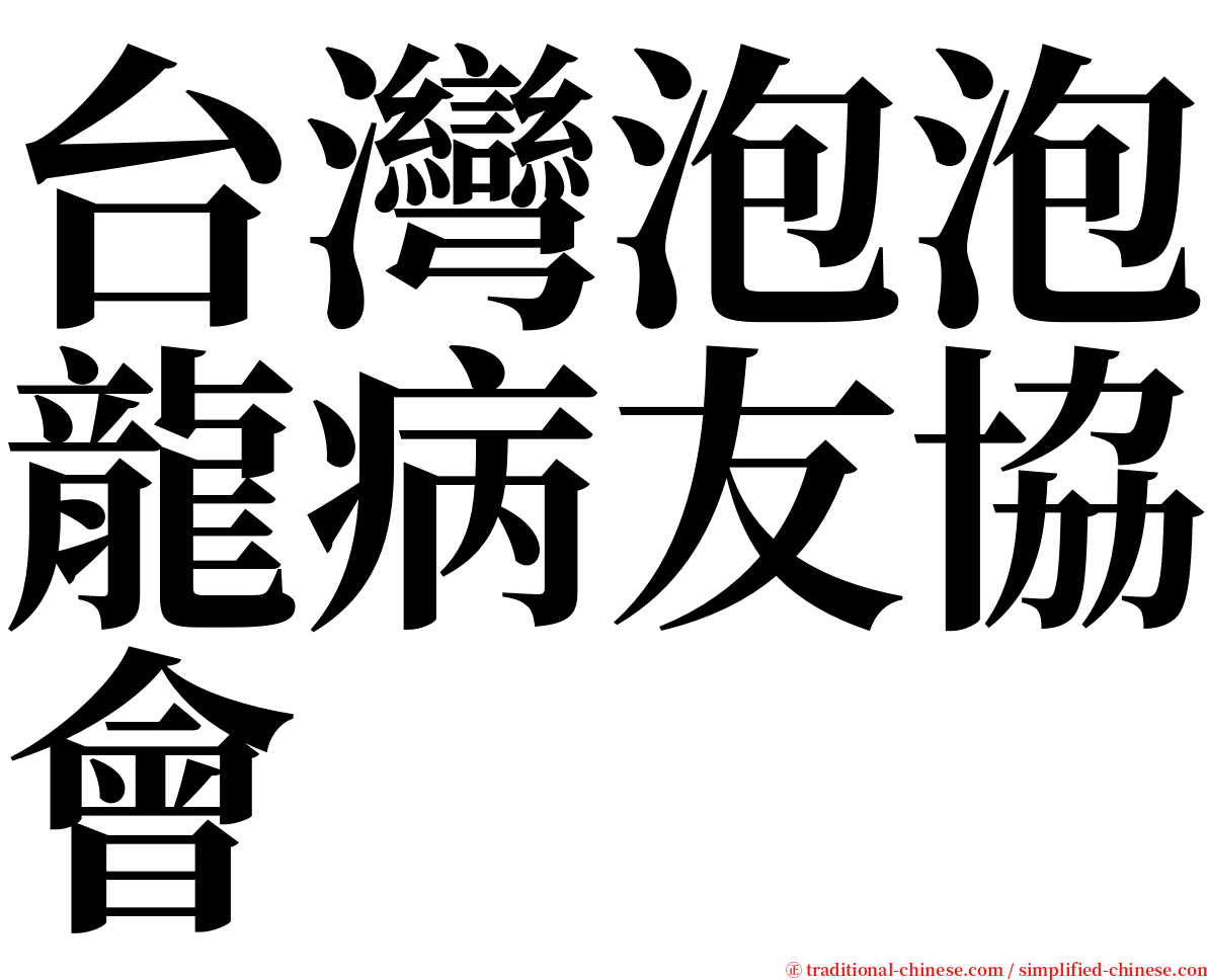 台灣泡泡龍病友協會 serif font