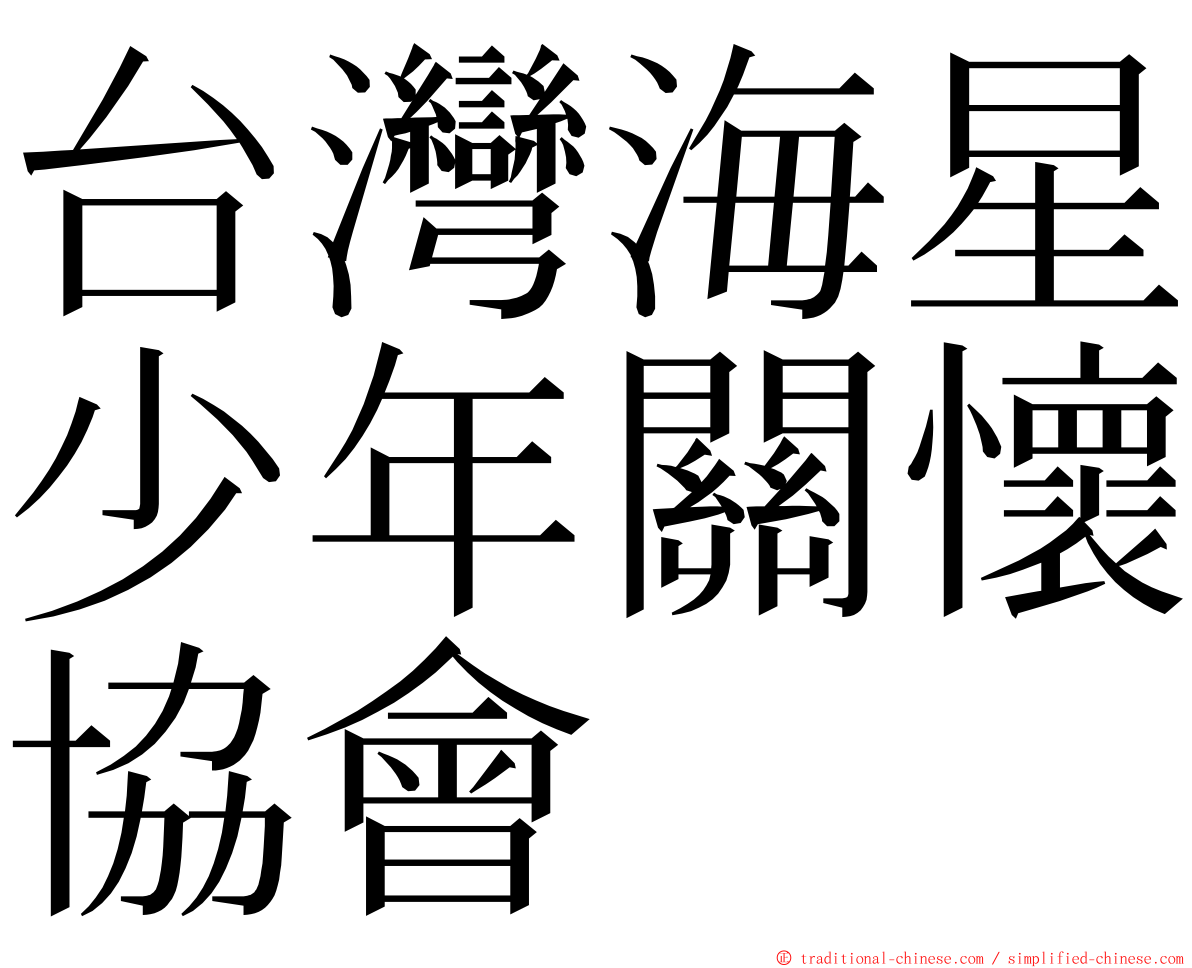 台灣海星少年關懷協會 ming font