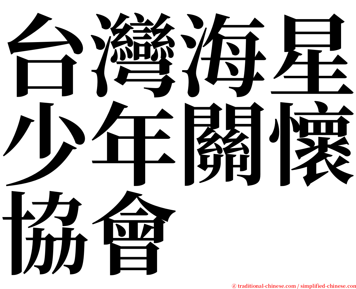 台灣海星少年關懷協會 serif font