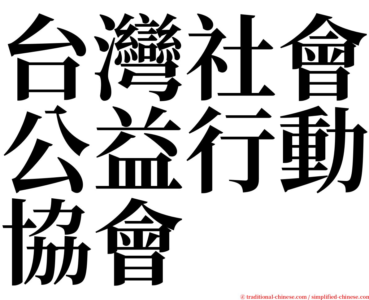 台灣社會公益行動協會 serif font