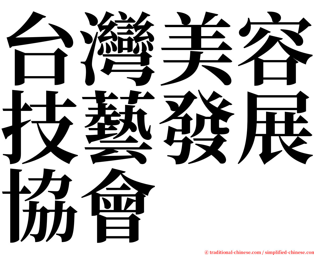 台灣美容技藝發展協會 serif font