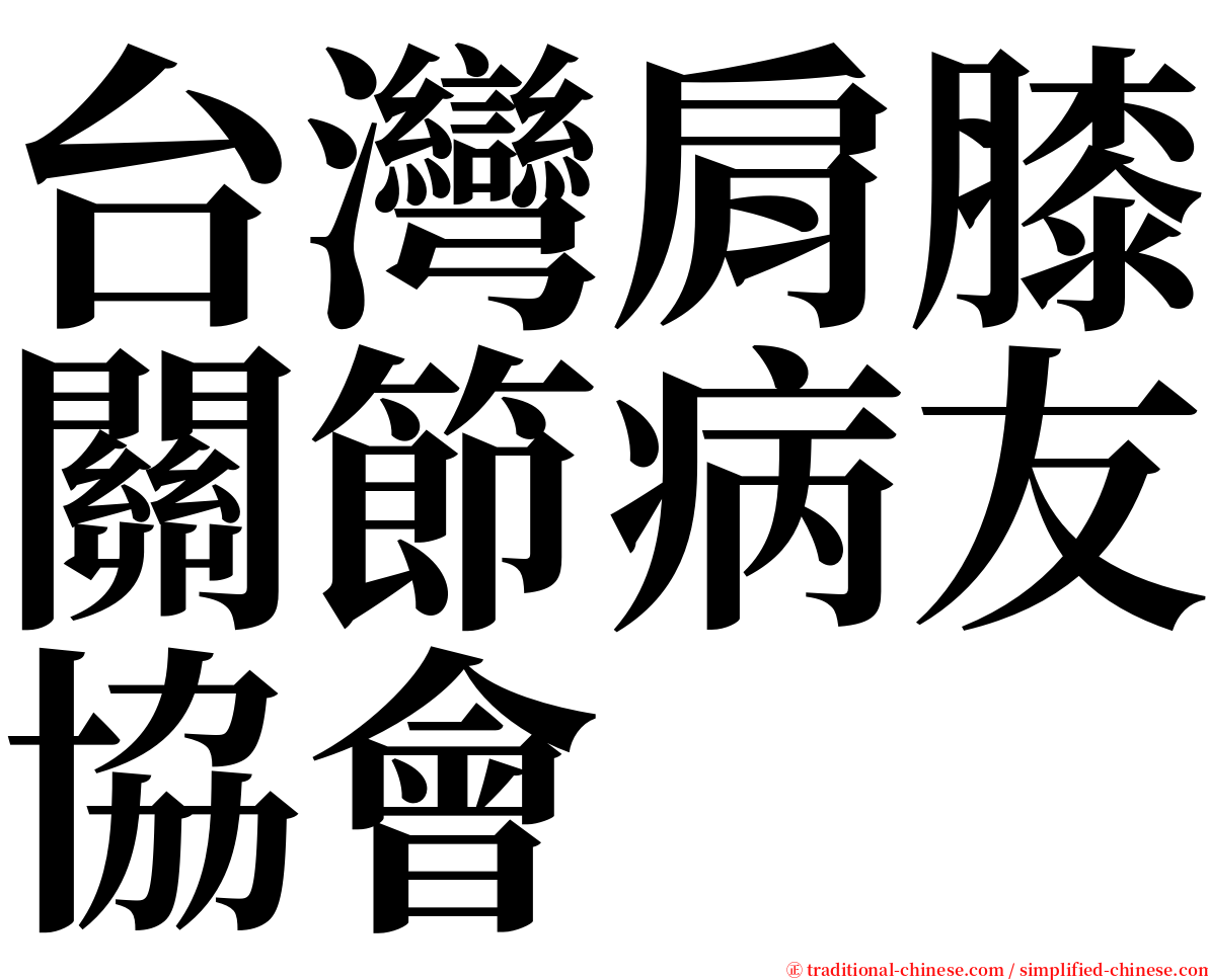 台灣肩膝關節病友協會 serif font