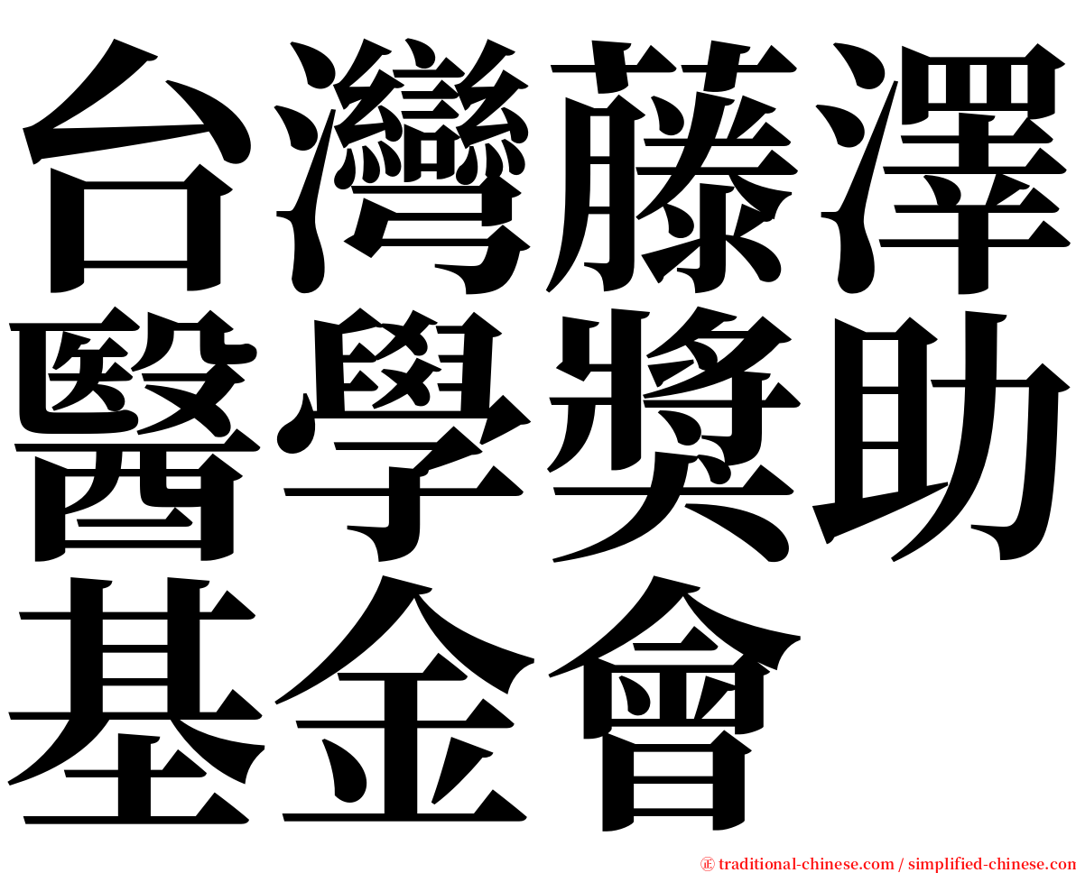 台灣藤澤醫學獎助基金會 serif font