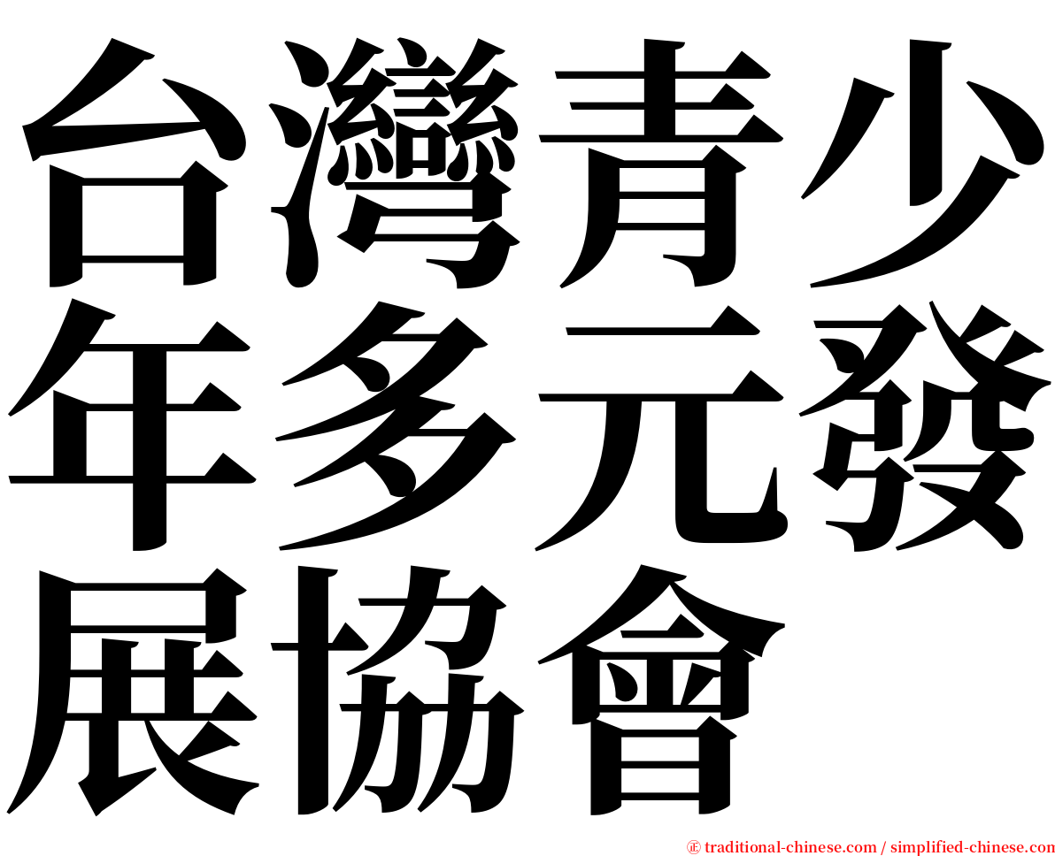 台灣青少年多元發展協會 serif font