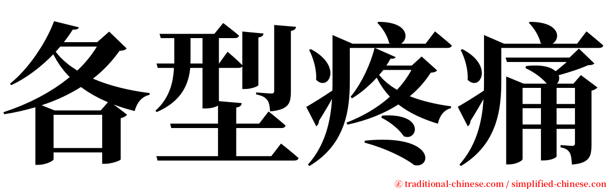 各型疼痛 serif font