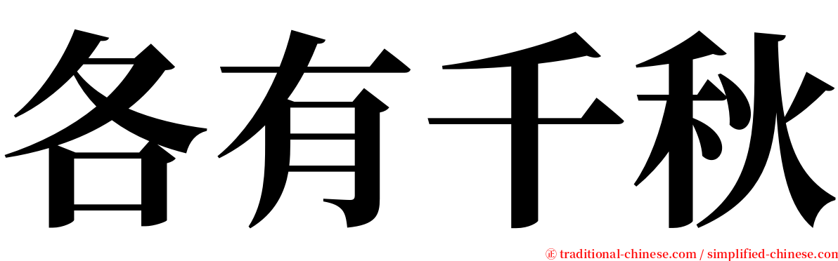 各有千秋 serif font