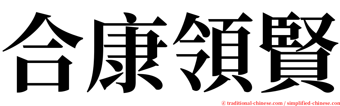 合康領賢 serif font