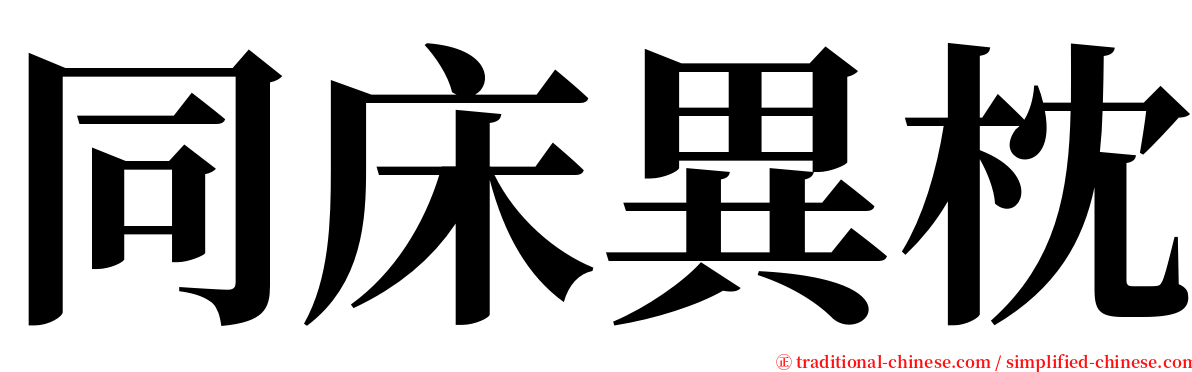 同床異枕 serif font