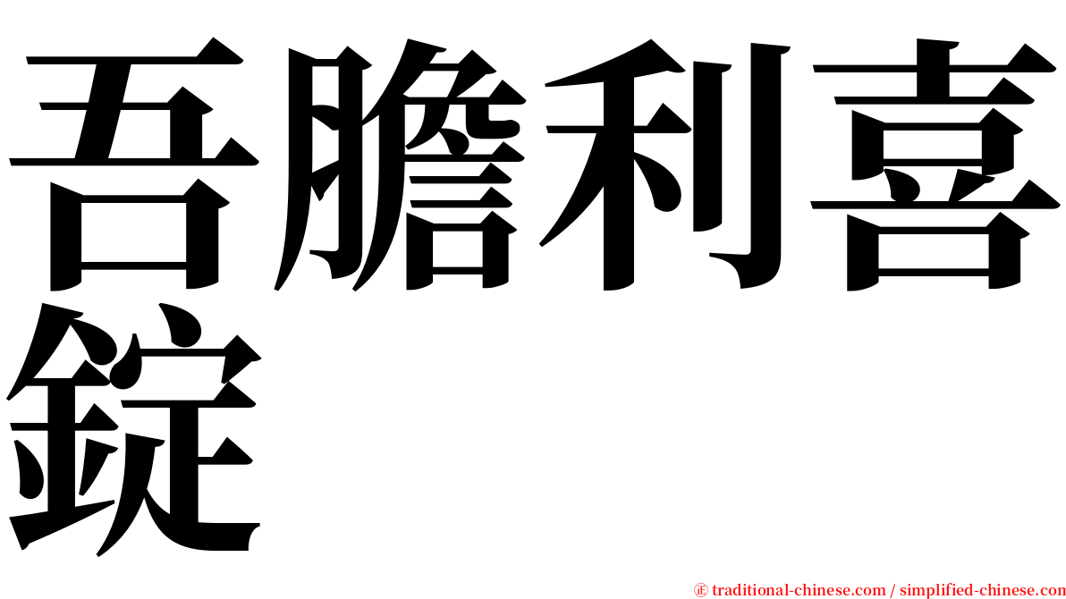 吾膽利喜錠 serif font