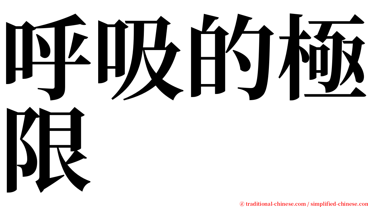 呼吸的極限 serif font