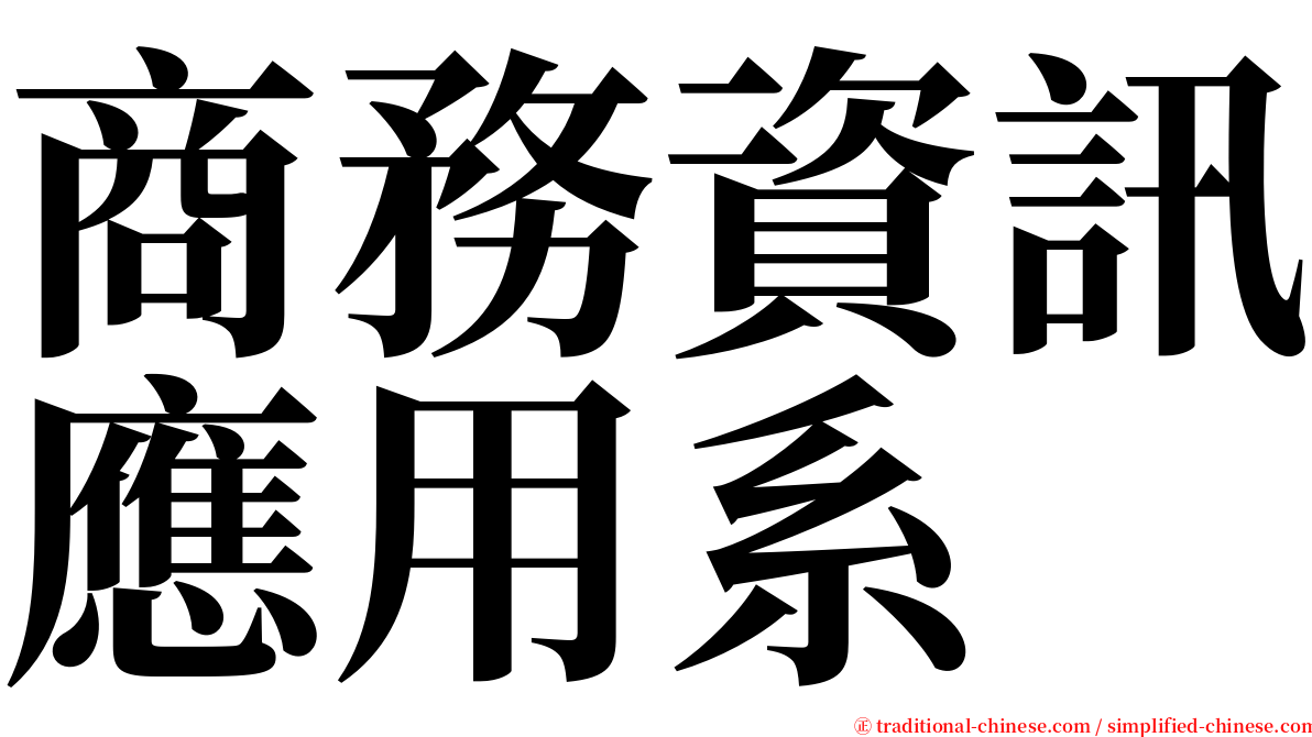商務資訊應用系 serif font