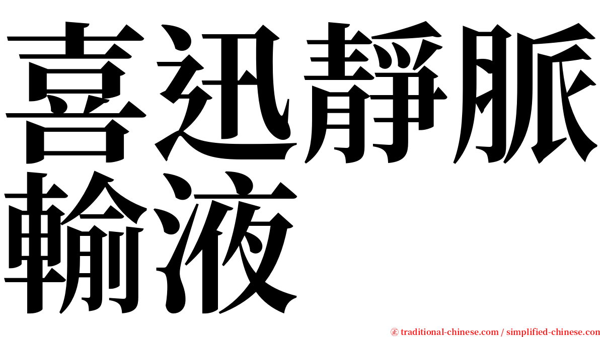 喜迅靜脈輸液 serif font