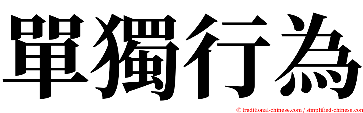 單獨行為 serif font