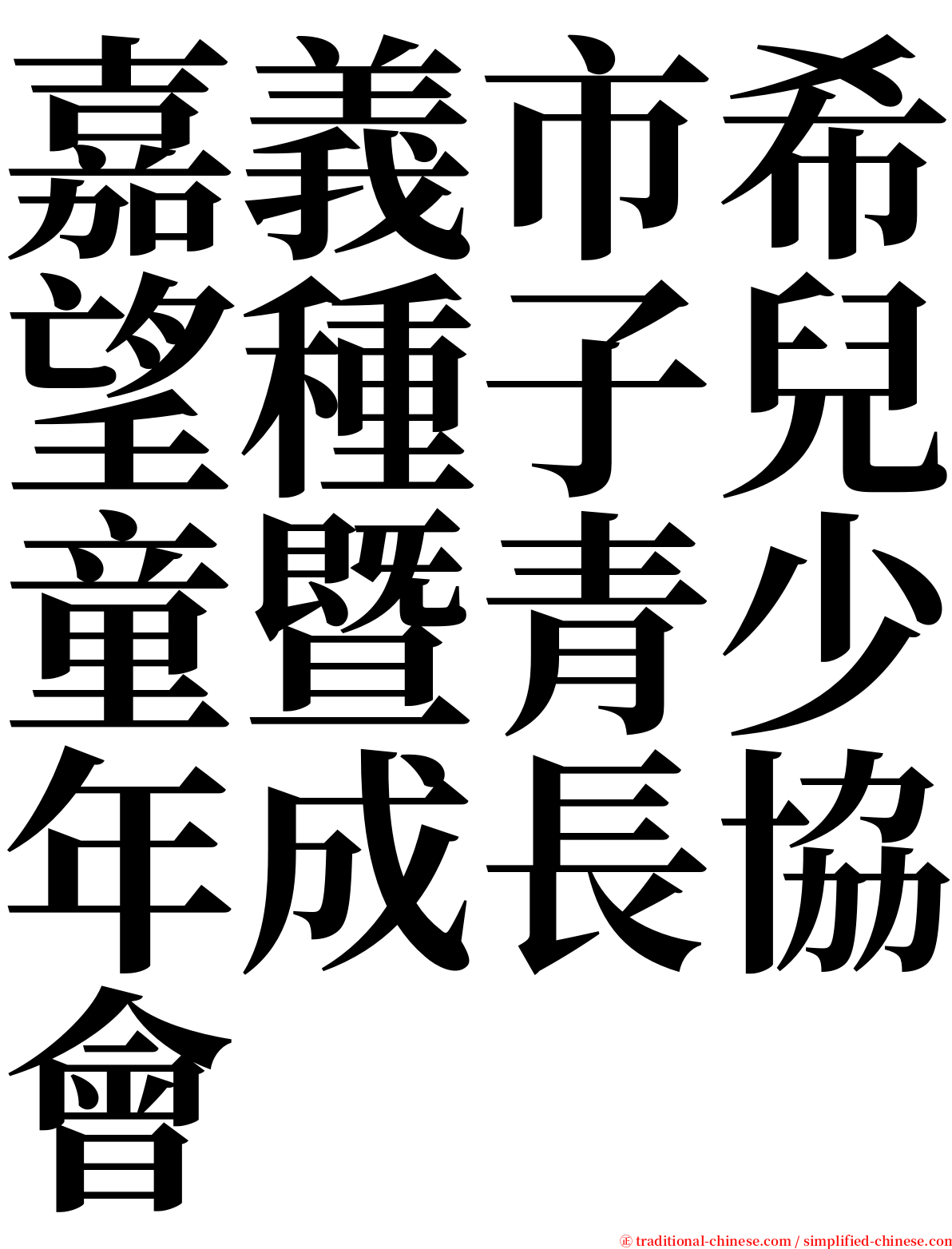 嘉義市希望種子兒童暨青少年成長協會 serif font