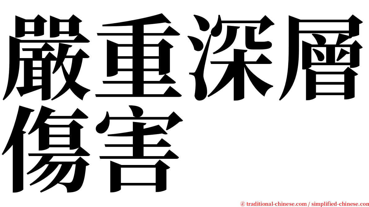 嚴重深層傷害 serif font